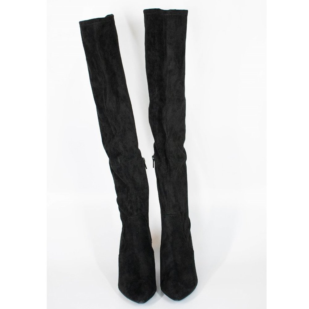 Wild Pair Women's Black Cushioned Over-The-Knee Dress Heeled Boots - Picture 3 of 9